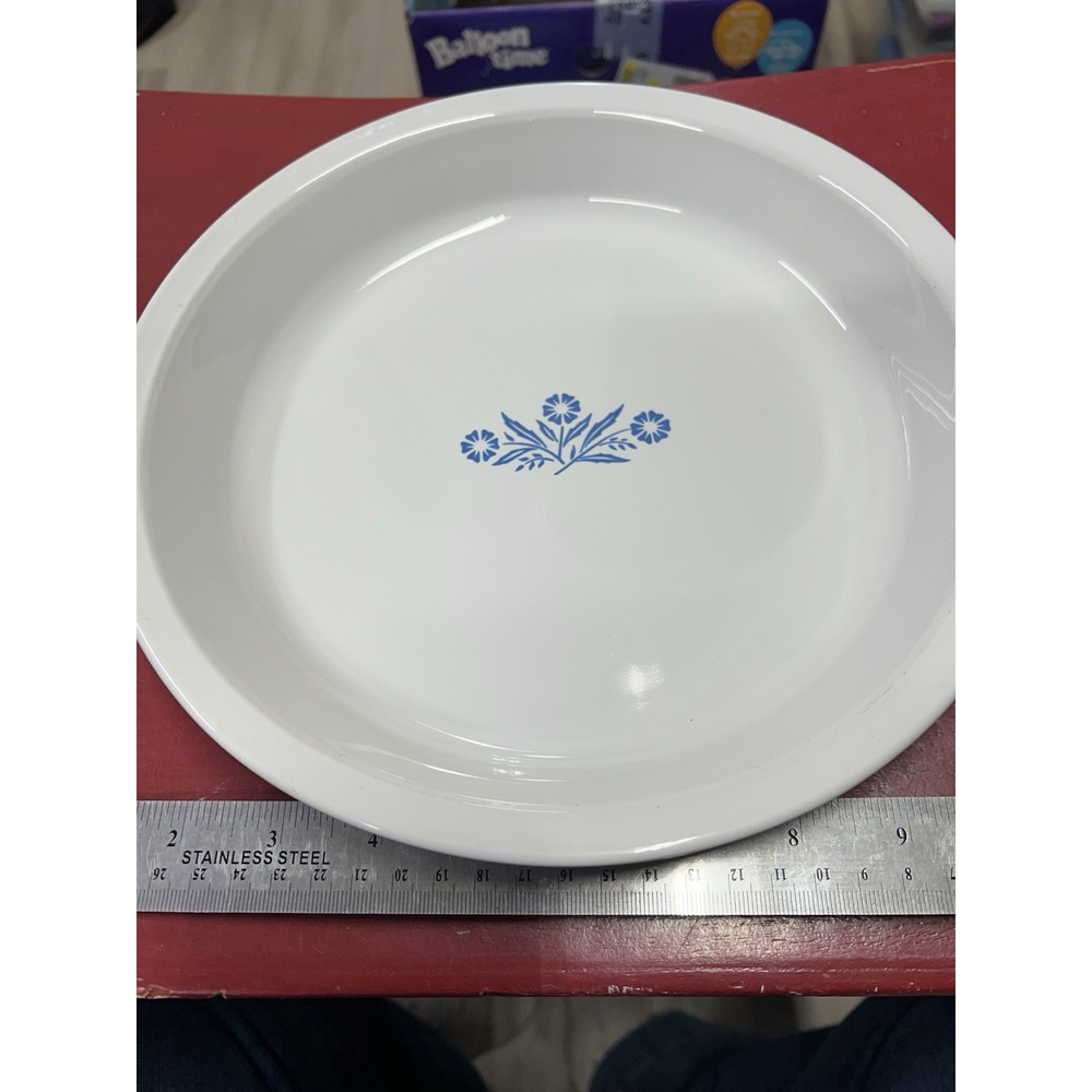 Vintage 1970's Corning Ware‎ P-309 Blue Cornflower  9" Glass Pie Pan Bake Dish